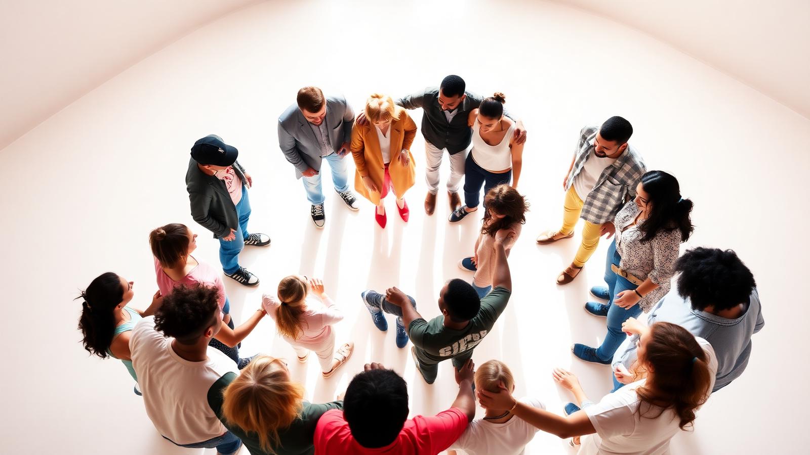 A circle of people standing together